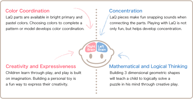 LaQ is an ideal toy to LEARN through PLAY, and PLAY is FUN!