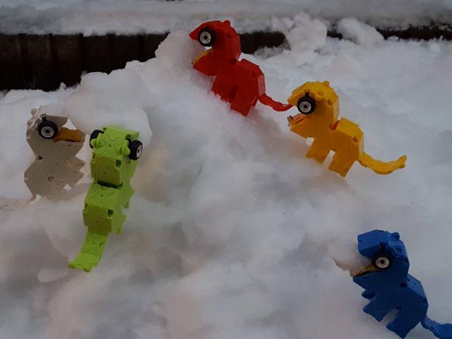 恐竜の雪かき